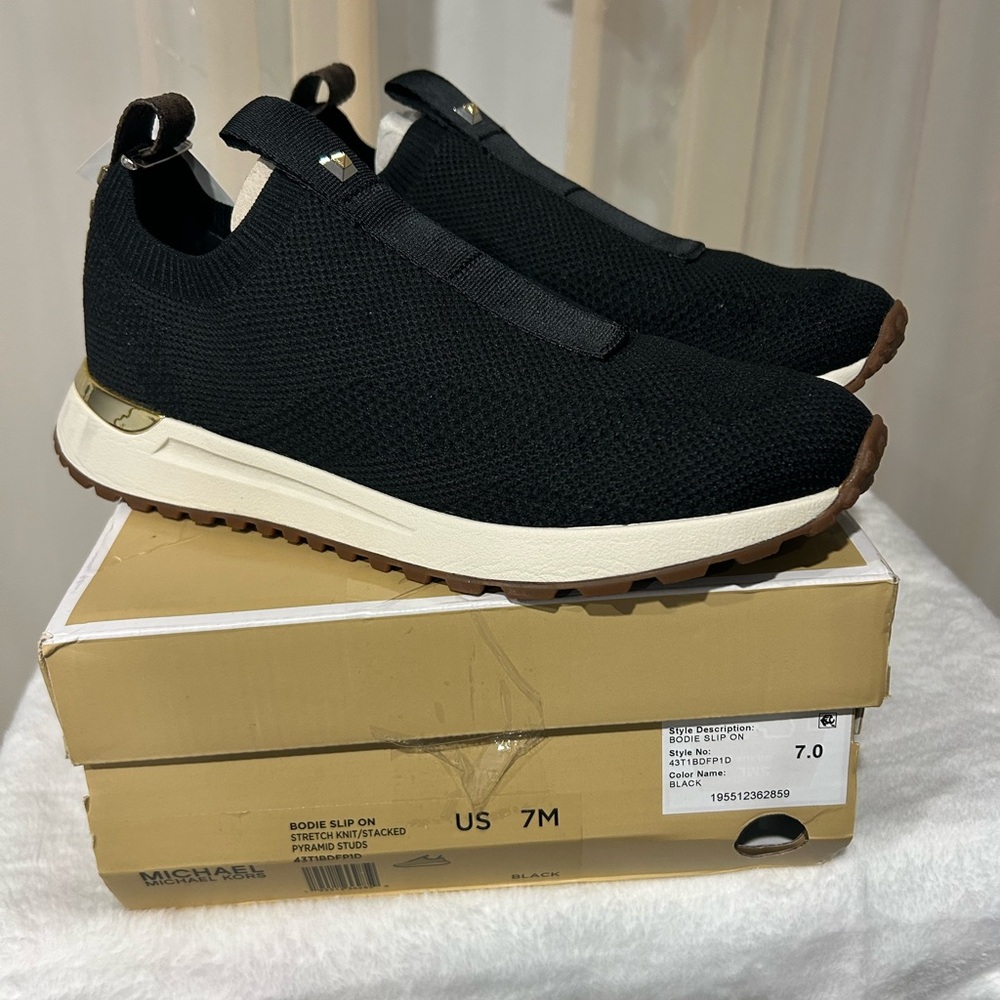 Michael Kors Bodie Black Slip-On Sneakers w/ Stud Detail – Size 7 – New